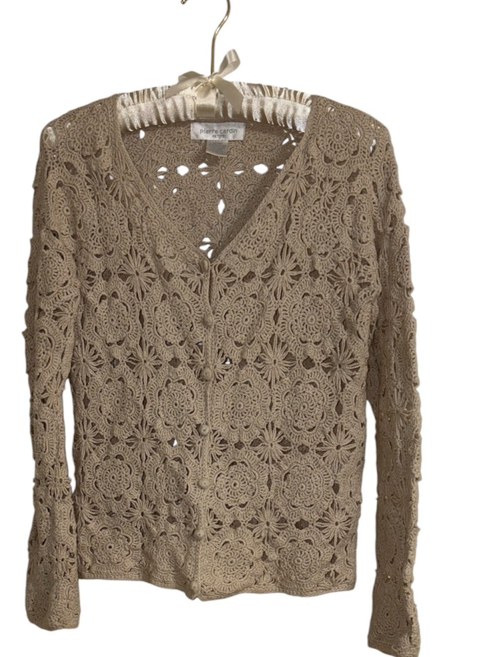 Vintage Pierre Cardin Crochet Cardigan Sz Med Petite